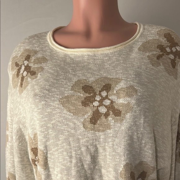 Promesa Floral-Pattern Crop Knit Sweater Long Sleeve Size Small - Picture 3 of 16